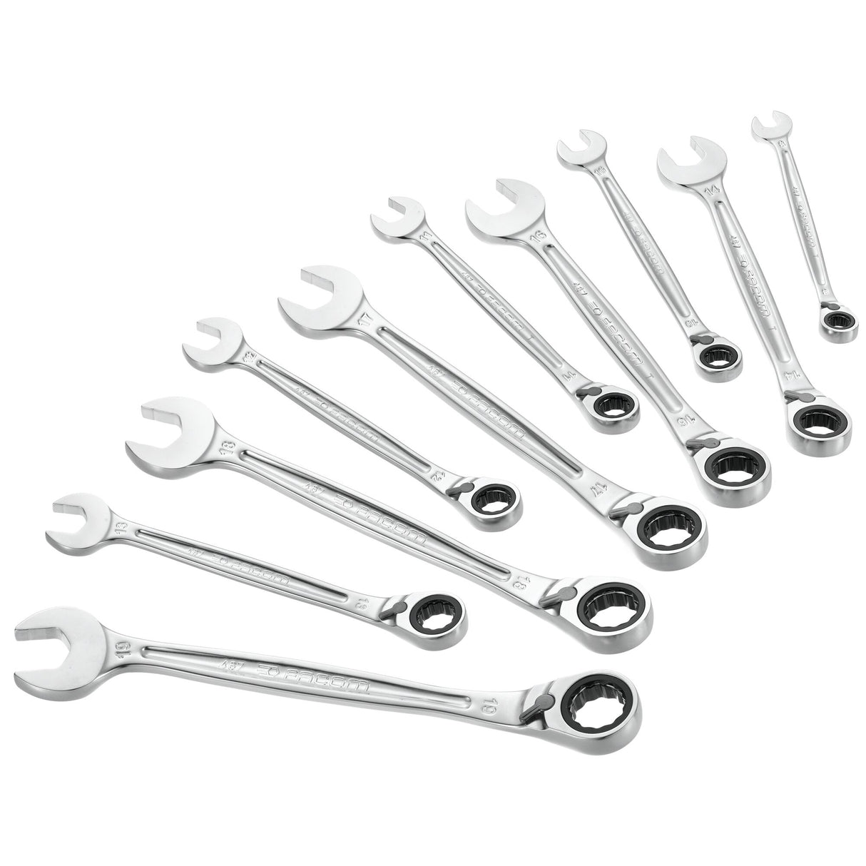 Jeu de 10 clés mixtes à cliquet métriques sur étui portatif, de 8 à 19 mm (avec packaging)