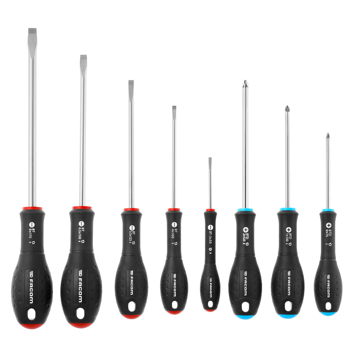 Jeu de 5 tournevis plats et 3 tournevis Pozidriv®