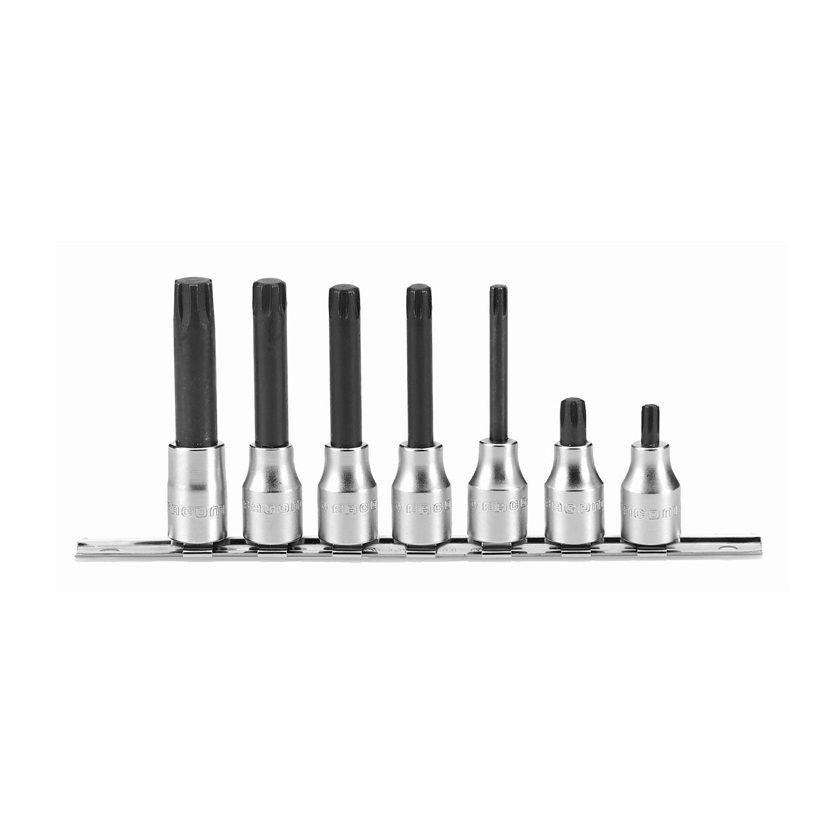 Jeu de 7 douilles tournevis 6 cannelures, carré 1/2"