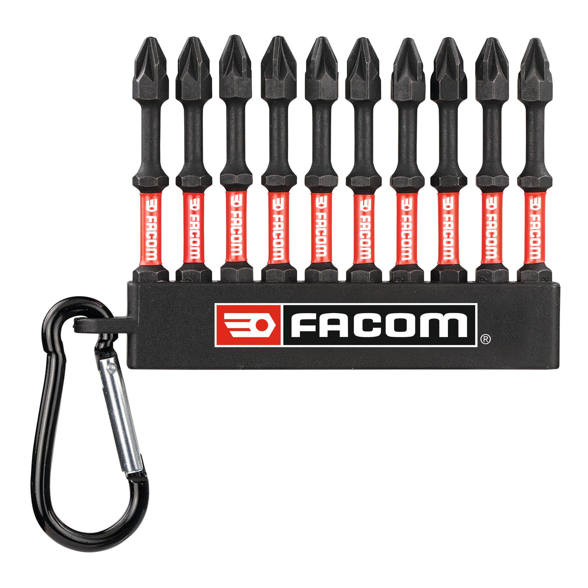 Jeu de 10 embouts de vissage Flextorq pour visseuse à percussion, empreintes Pozidriv® : PZ1x2 - PZ2x6 - PZ3x2. 63mm.