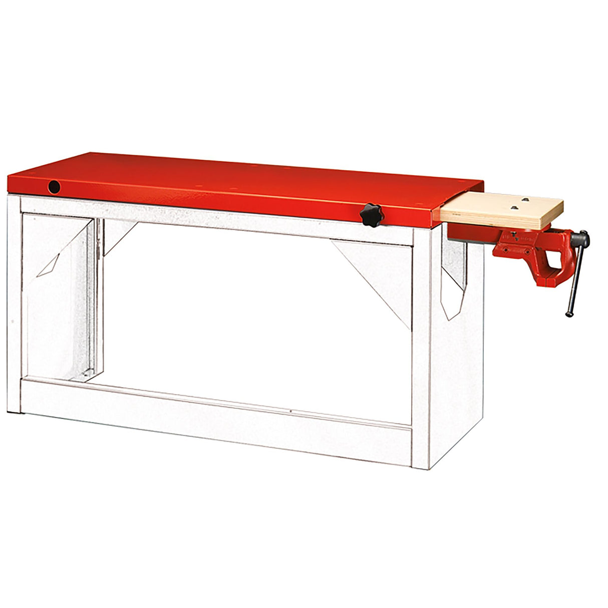 Plan de travail bois extensible avec étau 1224.100E, pour base F50020070, L 1310 mm