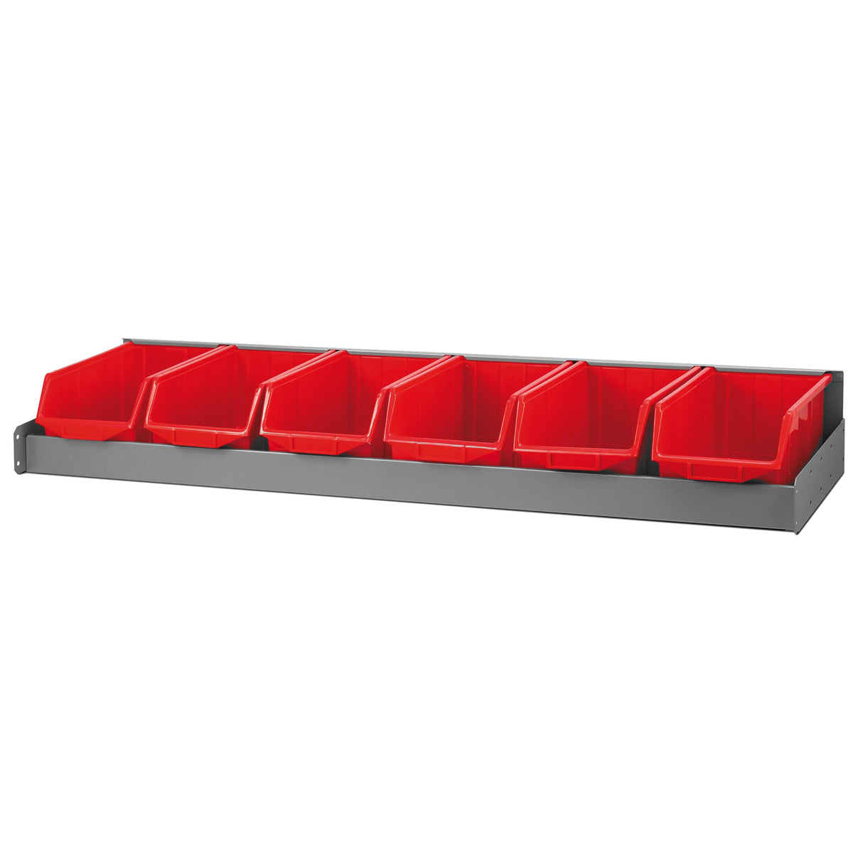 Étagère P 375 mm avec porte bacs et bacs inclus, montants 5003ME, L 1425 x H 90 mm