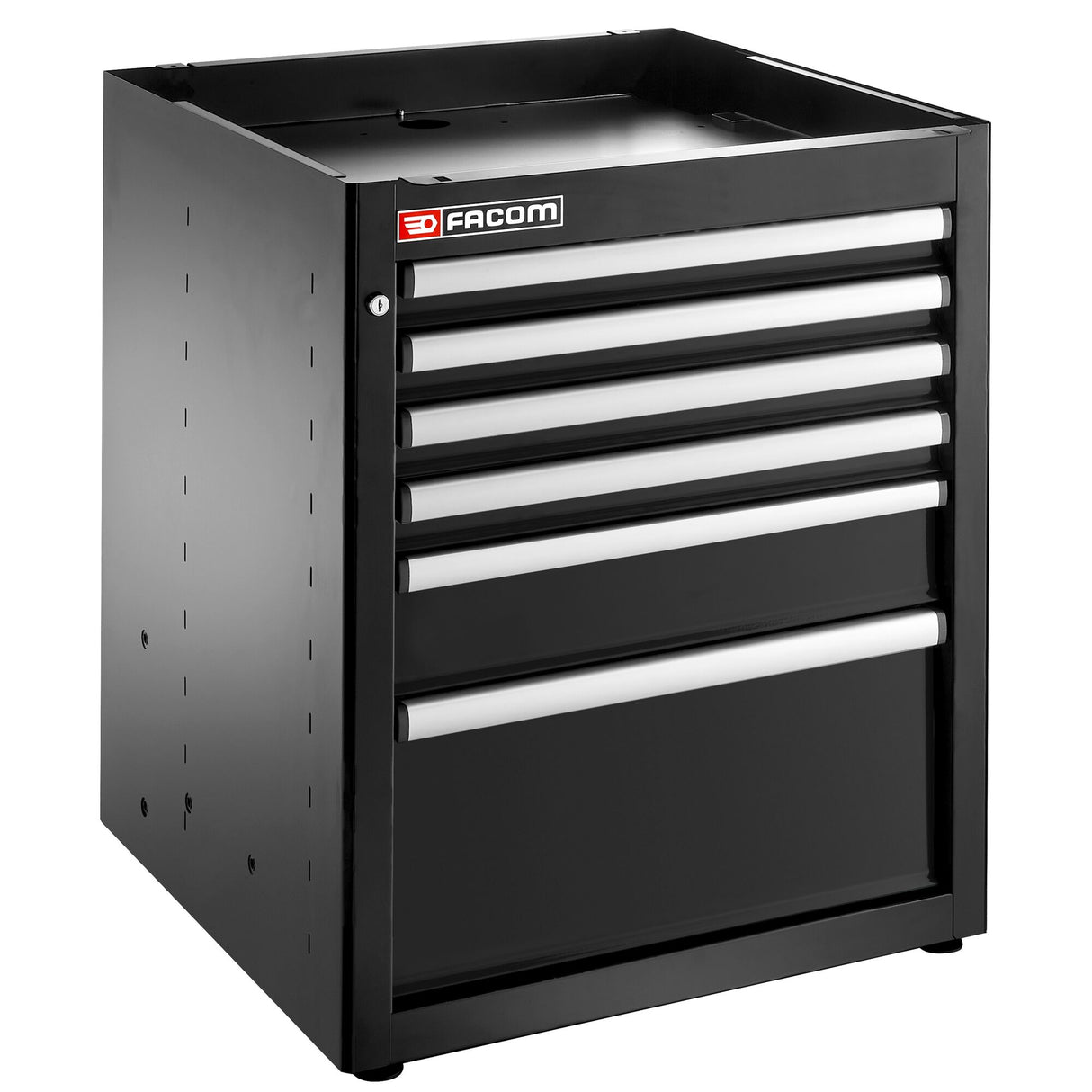 Meuble bas simple, 6 tiroirs, 569 x 421 mm, noir