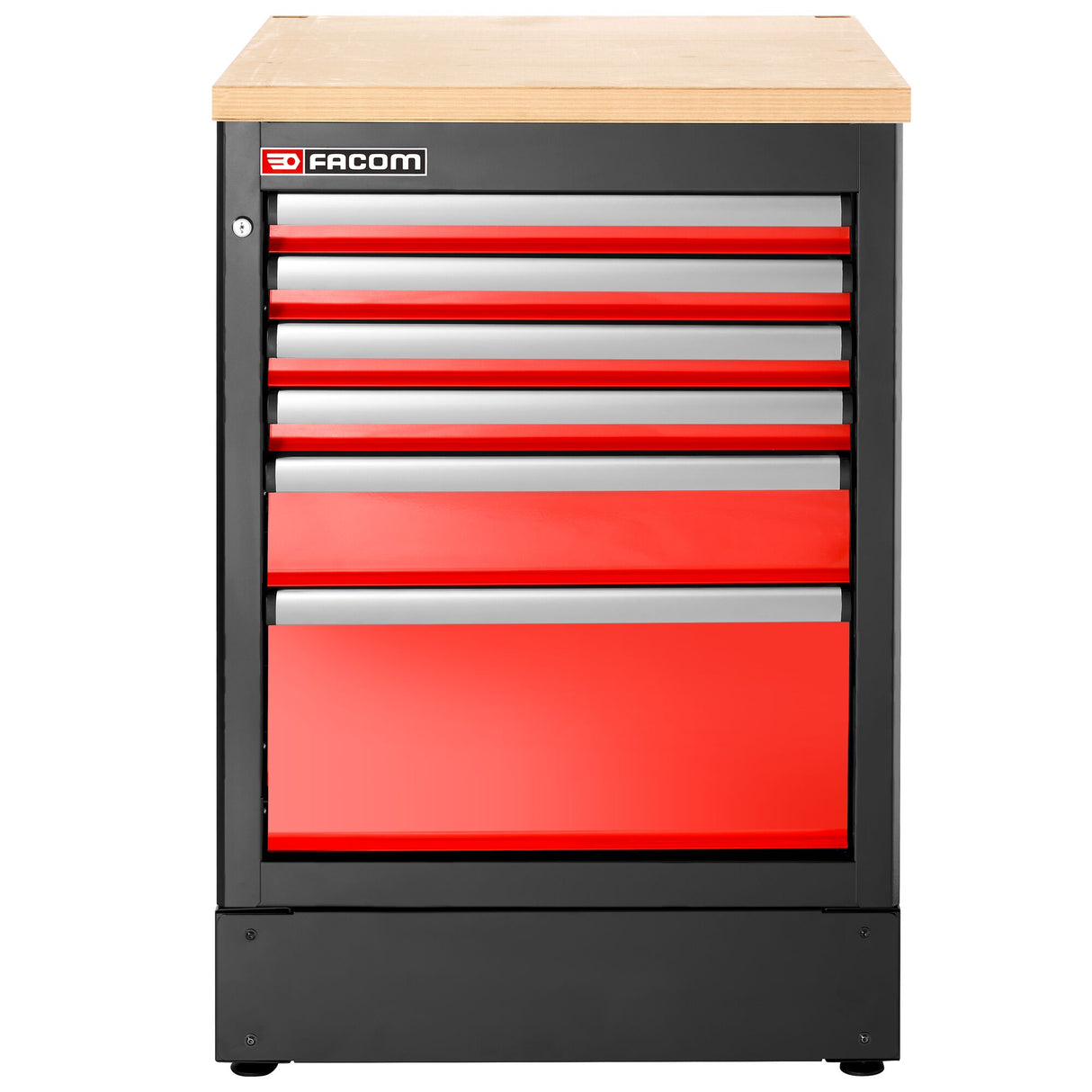 Meuble bas simple, 6 tiroirs, 569 x 421 mm, rouge