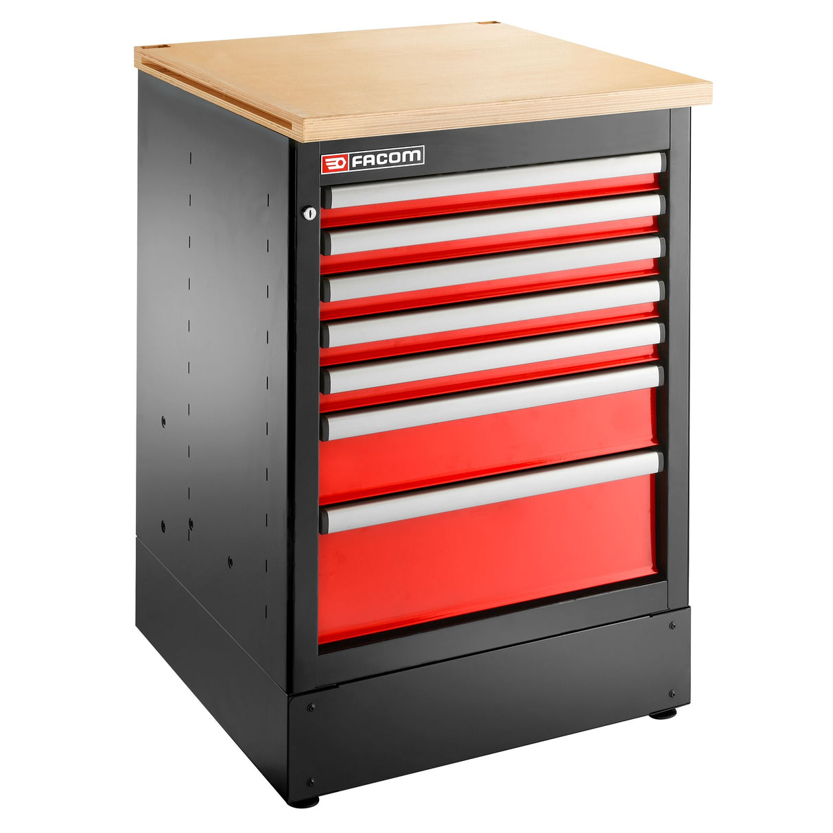Meuble bas simple, 7 tiroirs, 569 x 421 mm, rouge