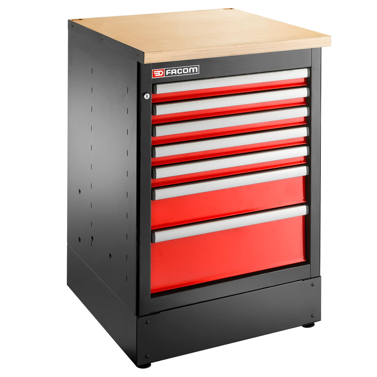 Meuble bas simple, 7 tiroirs, 569 x 421 mm, rouge