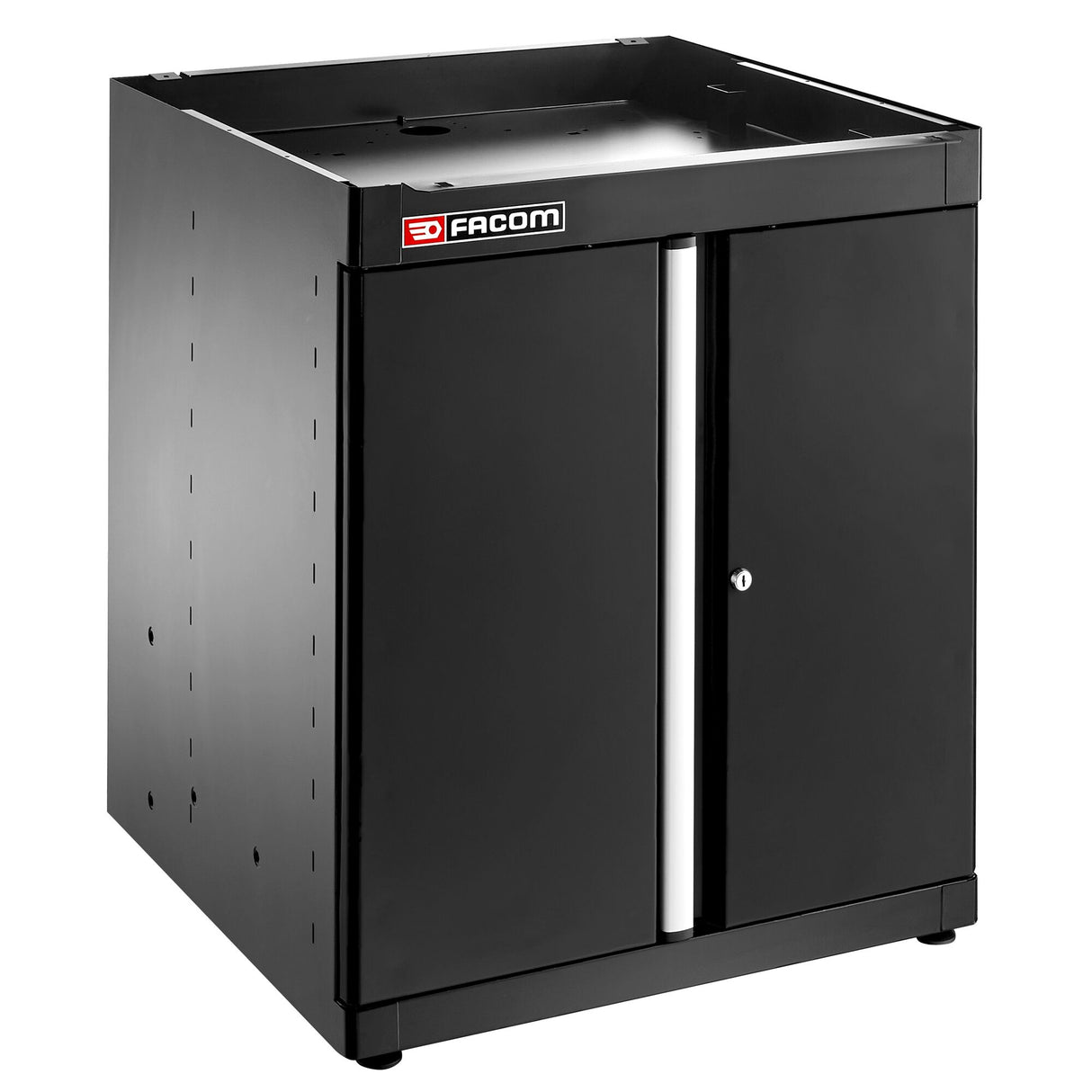 Meuble bas simple, 2 portes pleines, 1 étagère, noir