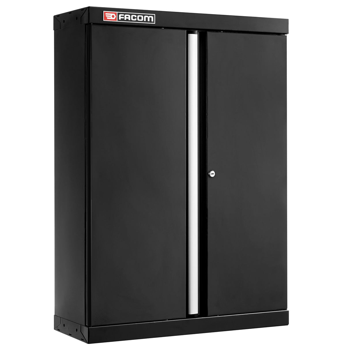 Meuble haut, 2 portes pleines, 2 étagères, noir