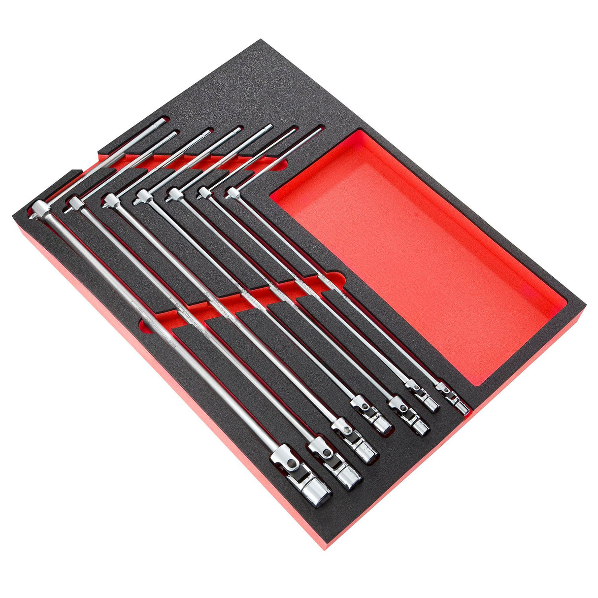 Module de clés à douilles en "T" à cardan métriques en plateau mousse