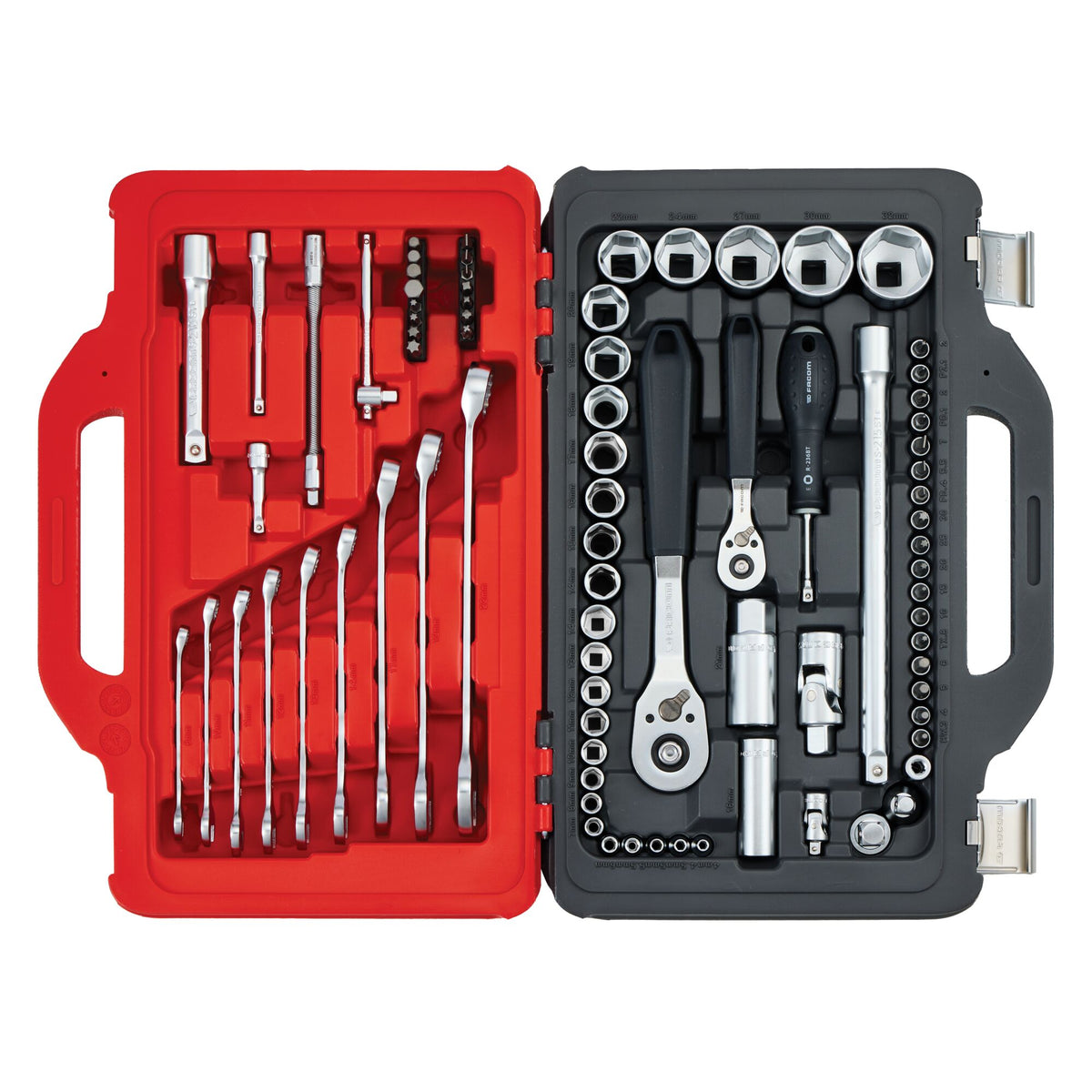Coffret cliquet-douilles 1/4" & 1/2" + clés mixtes 40B. Twin Box - 82 pièces