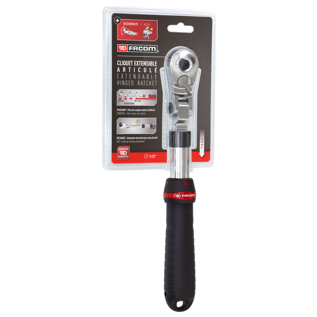 Cliquet étanche, haute performance, manche extensible, verrouillage à tête flexible, 1/2"