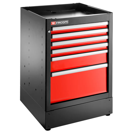 Meuble bas simple, 6 tiroirs, 569 x 421 mm, rouge