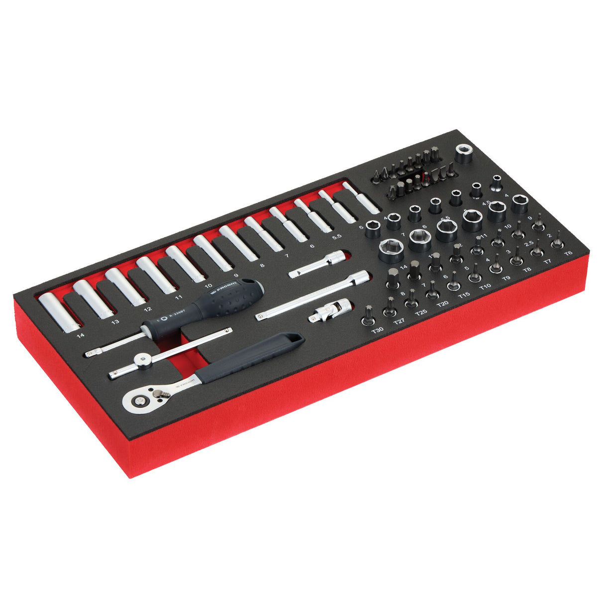 MODM.RL151-66 - Jeu de douilles 1/4 dans module mousse - 66 pièces