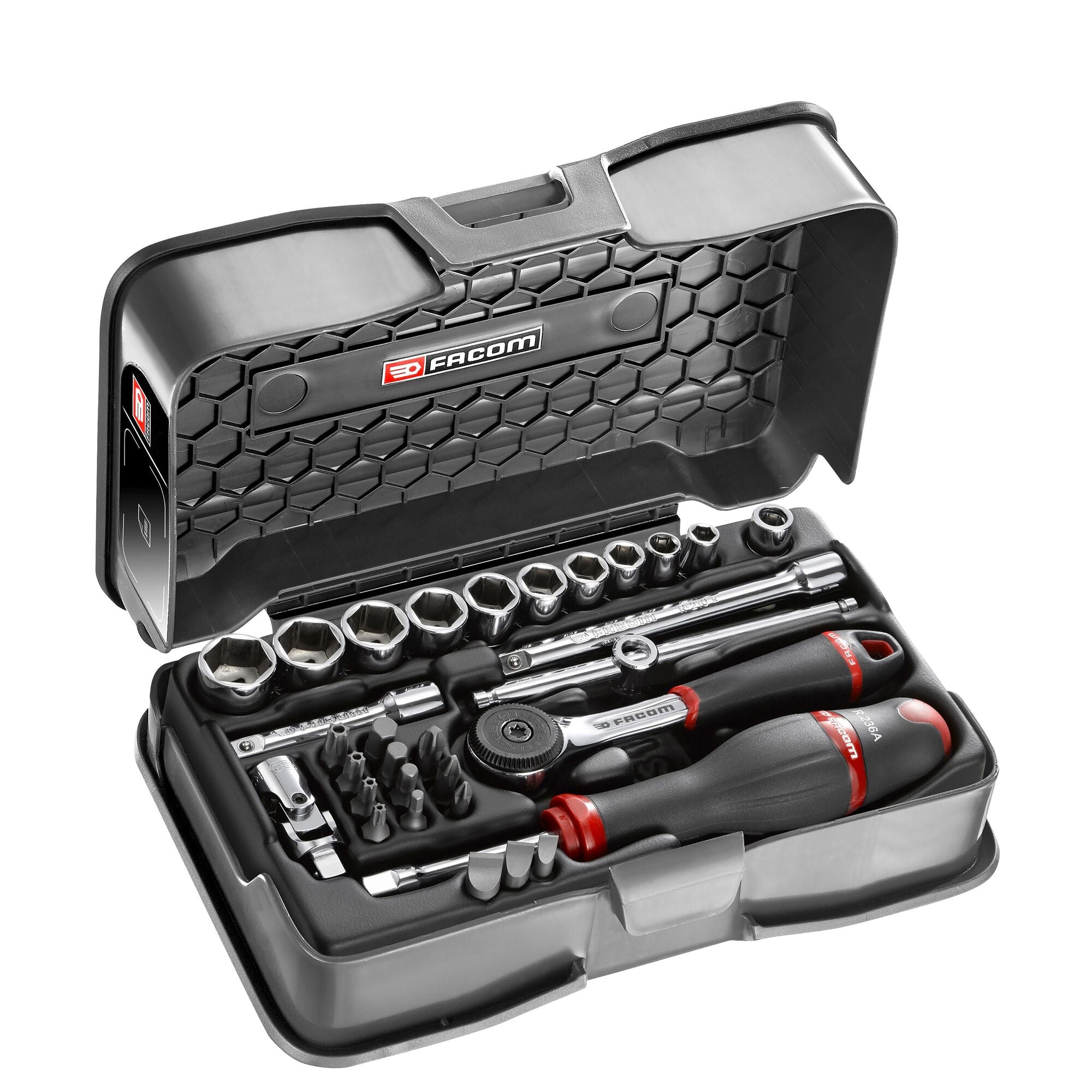 Coffret douilles, 6 pans métriques et embouts, 31 pièces, – FACOM
