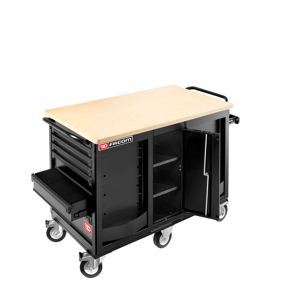 Établi mobile de maintenance lourde à 14 tiroirs + placard.