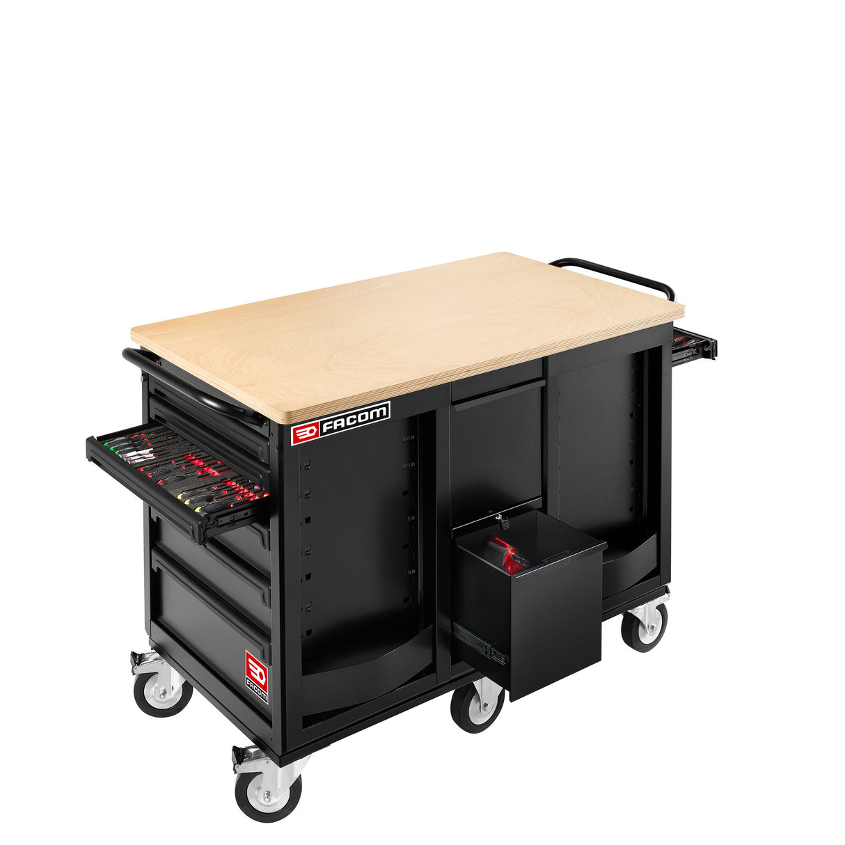 Établi mobile de maintenance lourde à 14 tiroirs + placard.