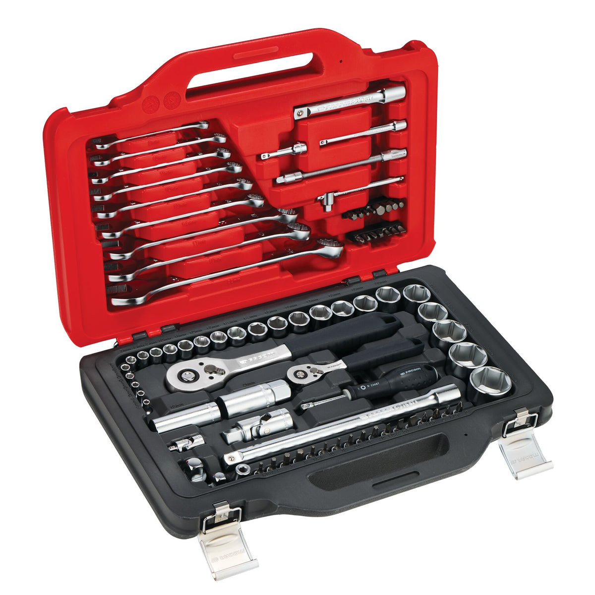 Coffret cliquet-douilles 1/4" & 1/2" + clés mixtes 40B. Twin Box - 82 pièces