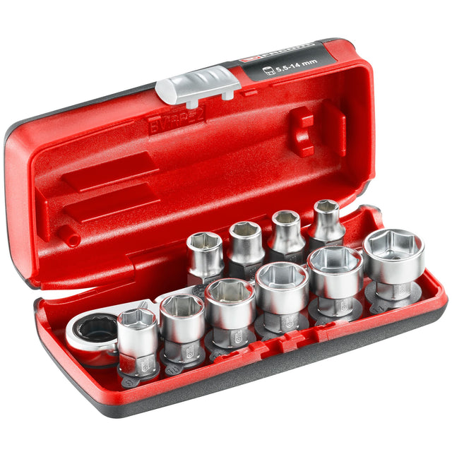 Pièces Hexagonales Rouges Coffret douilles hexagonales, 6 pans métriques, 11 pièces, – FACOM FRANCE