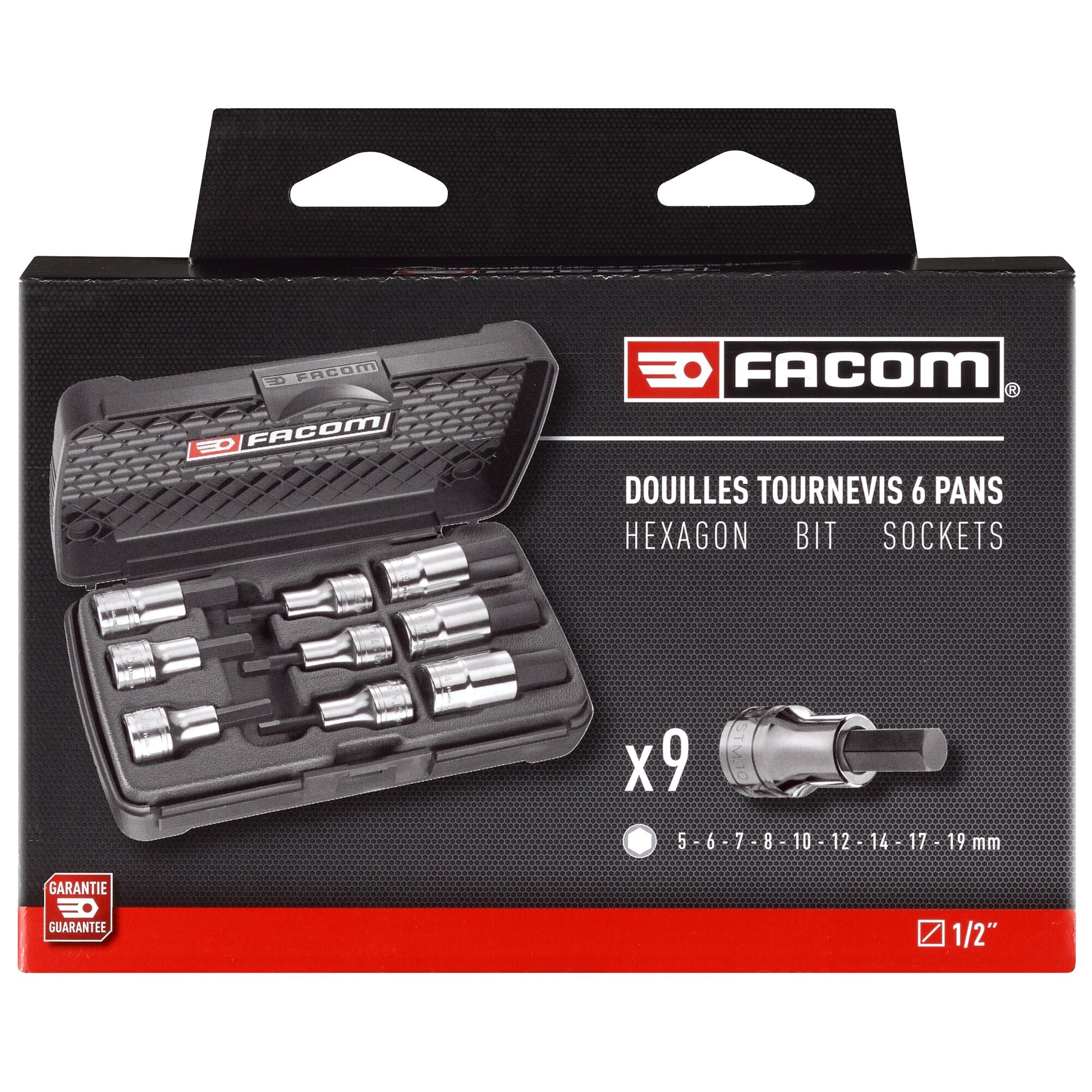 Embout à Choc Hexagonal 9mm H9 1/2" QUARKZMAN - Acier Chrome-molybdène, Noir, Pour Douilles à Choc, Travaux Mécaniques