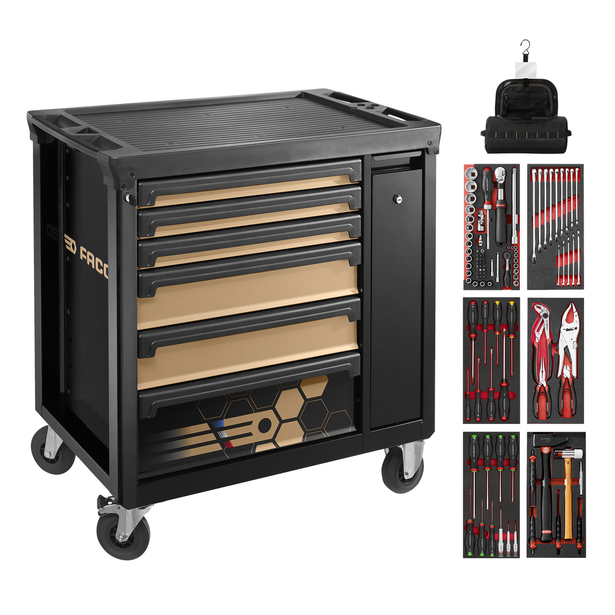 Servante ROLL XL M3 6 tiroirs outillés - Édition Limitée numérotée Noir/Bronze Equip Auto 2025